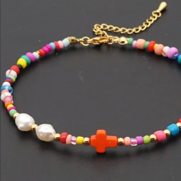 Orange cross Bohemia Anklet - Picture 1 of 2